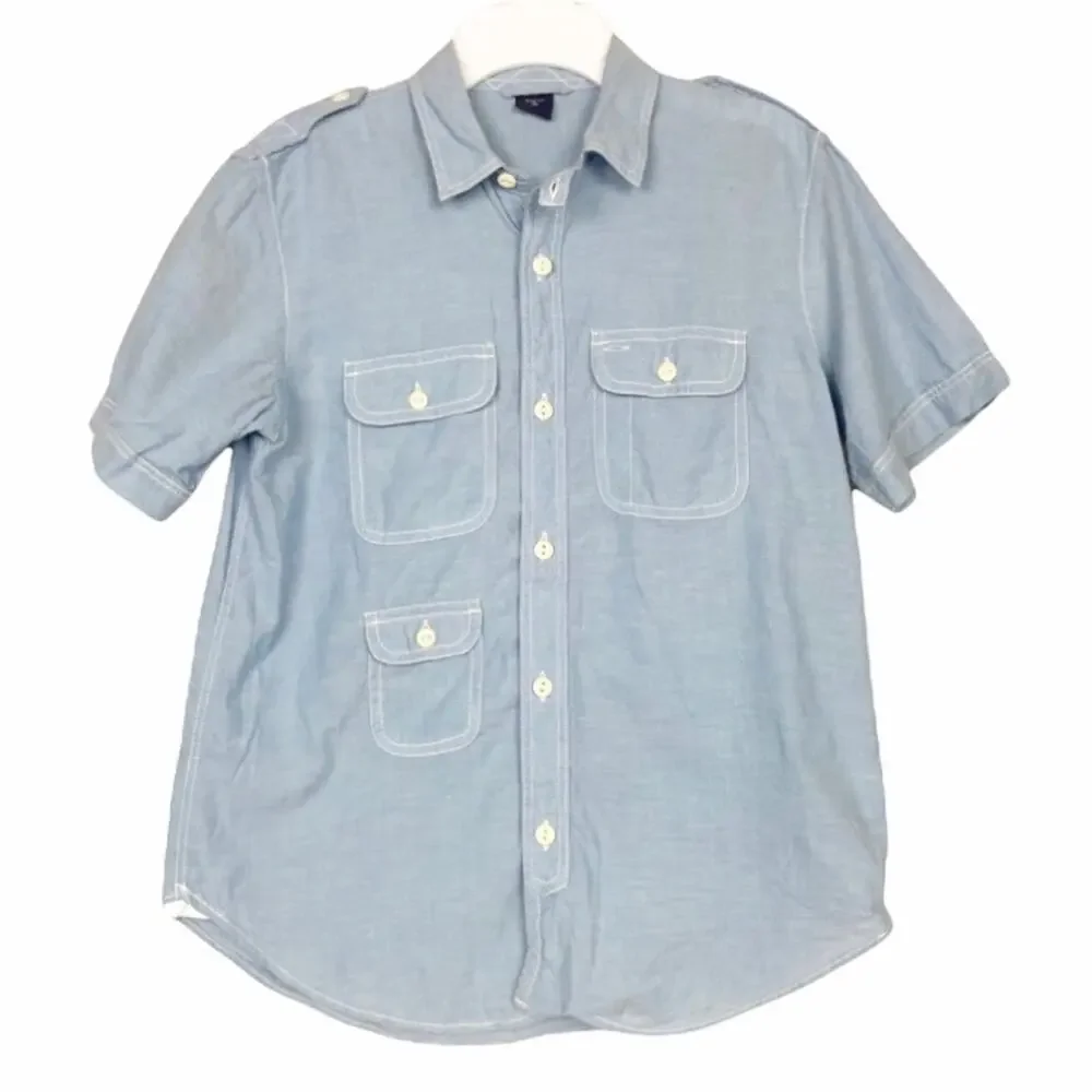 Gap Kids Chambray Short Sleeve Button Down Shirt Sz 10